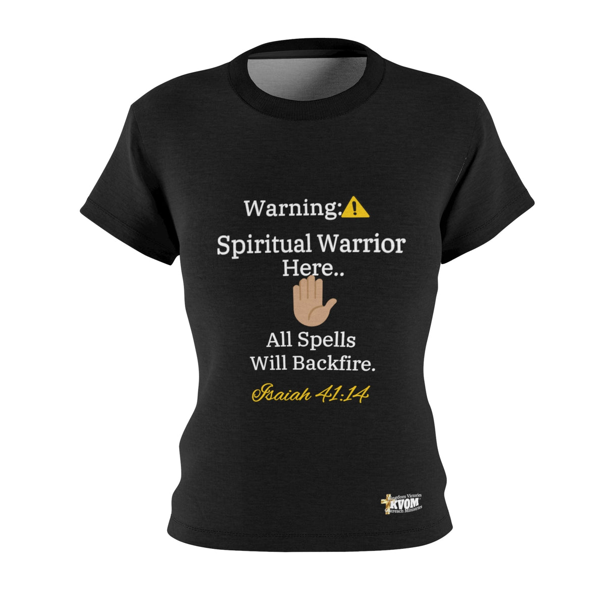 Spiritual Warrior Warning Women's Fitted Shirt, Black-KVOM