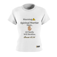 Spiritual Warrior Warning Women's Fitted Shirt, White-KVOM