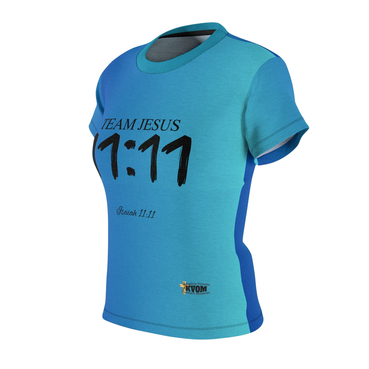 Team Jesus 11:11 Women's Fitted Shirt Gradient Blue-KVOM