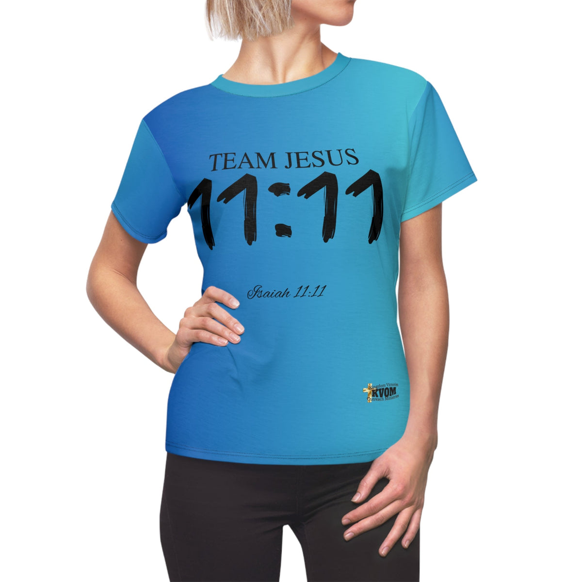 Team Jesus 11:11 Women's Fitted Shirt Gradient Blue-KVOM