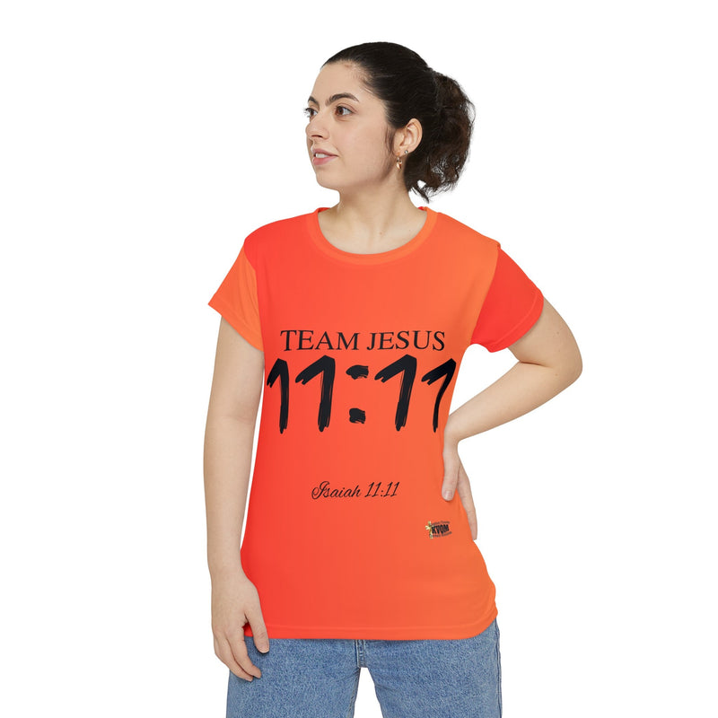 Team Jesus 11:11 Women's Short Sleeve Shirt, Gradient Orange-KVOM