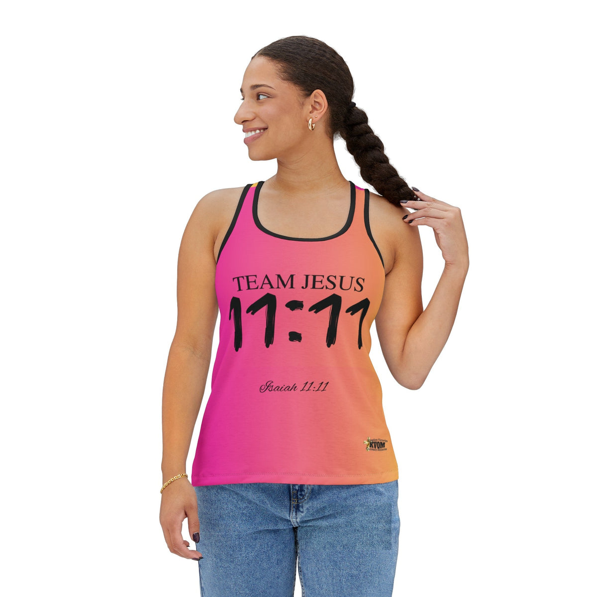 Team Jesus 11:11 Women's Tank Top Gradient Pink Orange-KVOM