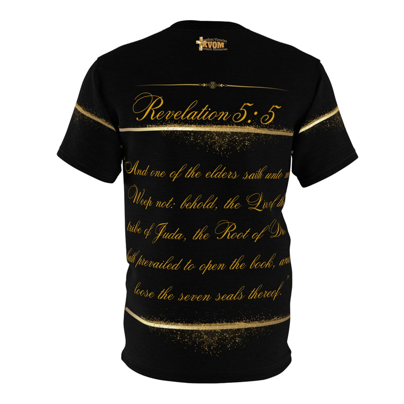 The Lion of The Tribe of Judah Men's T-Shirt, Black & Gold-KVOM; KVOM Christian Clothing; Women’s Clothing; Women’s T-Shirts; Hoodies Sale; Ladies Tops; Ladies Dresses; Floral Tops; Floral Dresses; Flower Clothes; Activewear; Glorious; Psalms; Blessings On Blessings; Teens Clothing; Christian Book Store; Girl’s Clothing Sale; Mother’s Day Sale; Gifts For Sister; Christian Gifts; Gifts for Daughter; Spring Sale; Clearance Sale; Jesus; KVOM Christian Clothing; Men’s Clothing; Men’s T-Shirts; Hoodies Sale; ‘Me