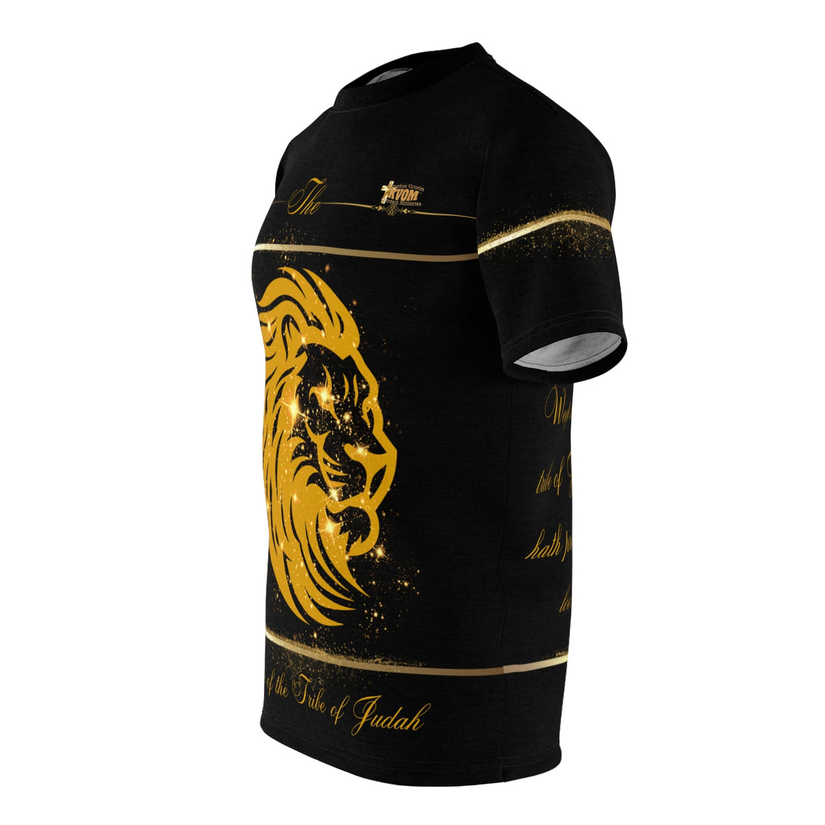 The Lion of The Tribe of Judah Men's T-Shirt, Black & Gold-KVOM; KVOM Christian Clothing; Women’s Clothing; Women’s T-Shirts; Hoodies Sale; Ladies Tops; Ladies Dresses; Floral Tops; Floral Dresses; Flower Clothes; Activewear; Glorious; Psalms; Blessings On Blessings; Teens Clothing; Christian Book Store; Girl’s Clothing Sale; Mother’s Day Sale; Gifts For Sister; Christian Gifts; Gifts for Daughter; Spring Sale; Clearance Sale; Jesus; KVOM Christian Clothing; Men’s Clothing; Men’s T-Shirts; Hoodies Sale; ‘Me