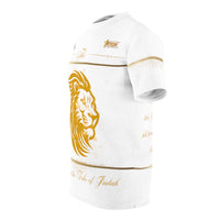 The Lion of The Tribe of Judah Men's T-Shirt, White & Gold-KVOM; KVOM Christian Clothing; Women’s Clothing; Women’s T-Shirts; Hoodies Sale; Ladies Tops; Ladies Dresses; Floral Tops; Floral Dresses; Flower Clothes; Activewear; Glorious; Psalms; Blessings On Blessings; Teens Clothing; Christian Book Store; Girl’s Clothing Sale; Mother’s Day Sale; Gifts For Sister; Christian Gifts; Gifts for Daughter; Spring Sale; Clearance Sale; Jesus; KVOM Christian Clothing; Men’s Clothing; Men’s T-Shirts; Hoodies Sale; ‘Me