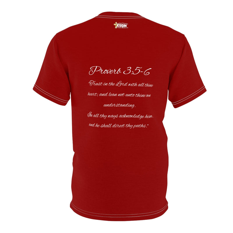 Trust God Always Unisex T-Shirt, Red-KVOM; KVOM Christian Clothing; #1 Christian Clothing Store in the Nation