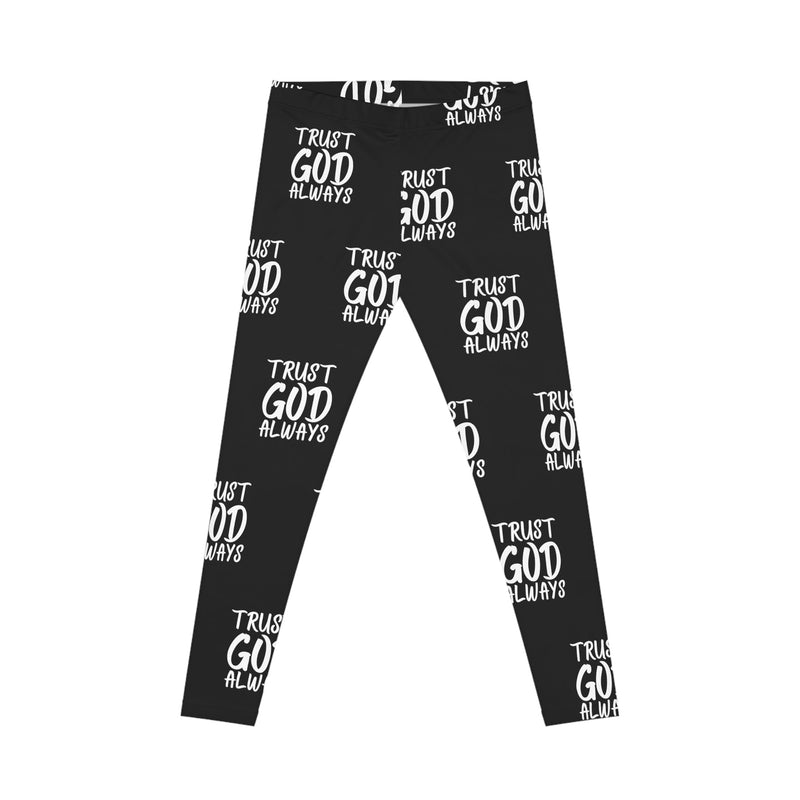 Trust God Always Women's Casual Leggings, Black-KVOM; KVOM Christian Clothing; #1 Christian Clothing Store in the Nation