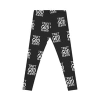 Trust God Always Women's Casual Leggings, Black-KVOM; KVOM Christian Clothing; #1 Christian Clothing Store in the Nation