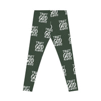 Trust God Always Women's Casual Leggings, Forest Green-KVOM; KVOM Christian Clothing; #1 Christian Clothing Store in the Nation