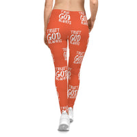 Trust God Always Women's Casual Leggings, Orange-KVOM; KVOM Christian Clothing; #1 Christian Clothing Store in the Nation