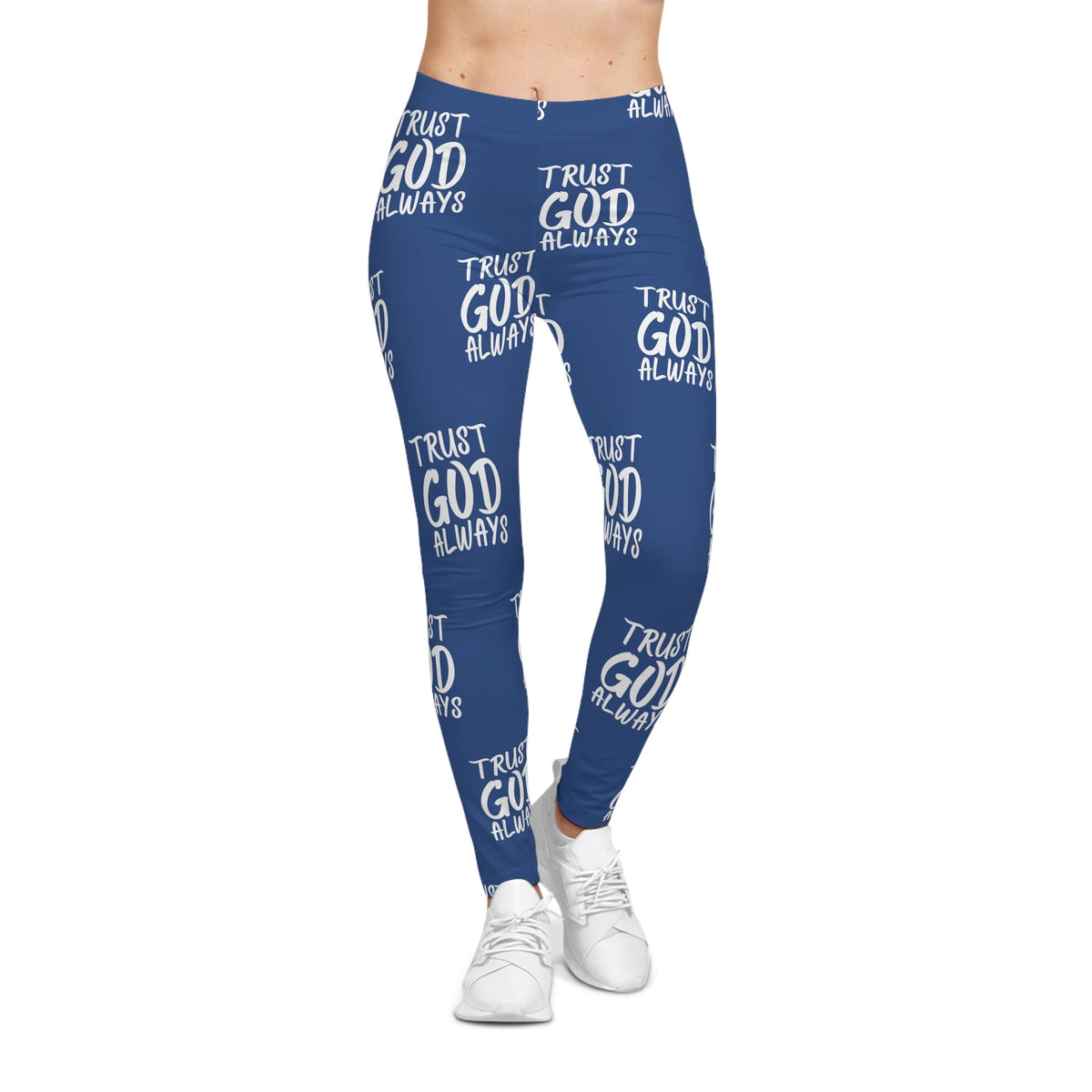 Trust God Always Women's Casual Leggings, Royal Blue-KVOM; KVOM Christian Clothing; #1 Christian Clothing Store in the Nation