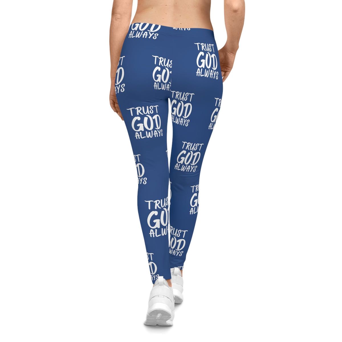 Trust God Always Women's Casual Leggings, Royal Blue-KVOM; KVOM Christian Clothing; #1 Christian Clothing Store in the Nation