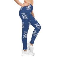 Trust God Always Women's Casual Leggings, Royal Blue-KVOM; KVOM Christian Clothing; #1 Christian Clothing Store in the Nation