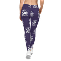 Trust God Always Women's Casual Leggings, Team Purple-KVOM; KVOM Christian Clothing; #1 Christian Clothing Store in the Nation