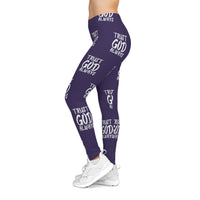 Trust God Always Women's Casual Leggings, Team Purple-KVOM; KVOM Christian Clothing; #1 Christian Clothing Store in the Nation