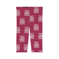 Trust God Always Women’s Mid-Length Leggings, Berry-KVOM; KVOM Christian Clothing; #1 Christian Clothing Store in the Nation