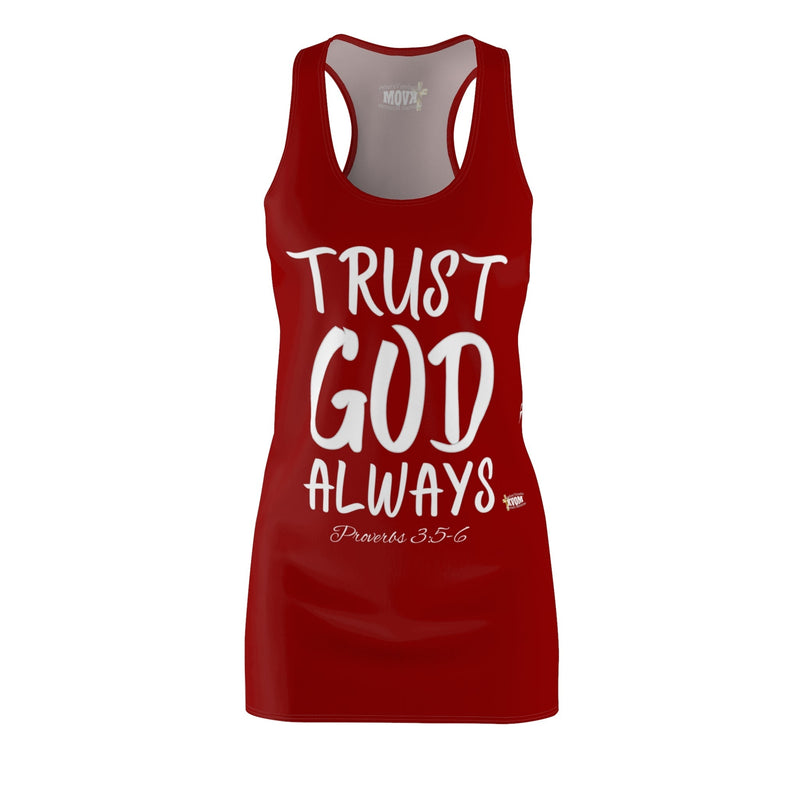 Trust God Always Women's Racerback Dress, Red-KVOM; KVOM Christian Clothing; #1 Christian Clothing Store in the Nation