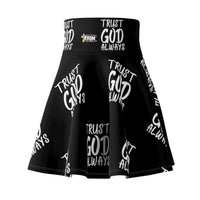 Trust God Always Women's Skater Skirt, Black-KVOM; KVOM Christian Clothing; #1 Christian Clothing Store in the Nation