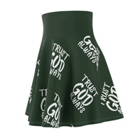 Trust God Always Women's Skater Skirt, Forest Green-KVOM; KVOM Christian Clothing; #1 Christian Clothing Store in the Nation