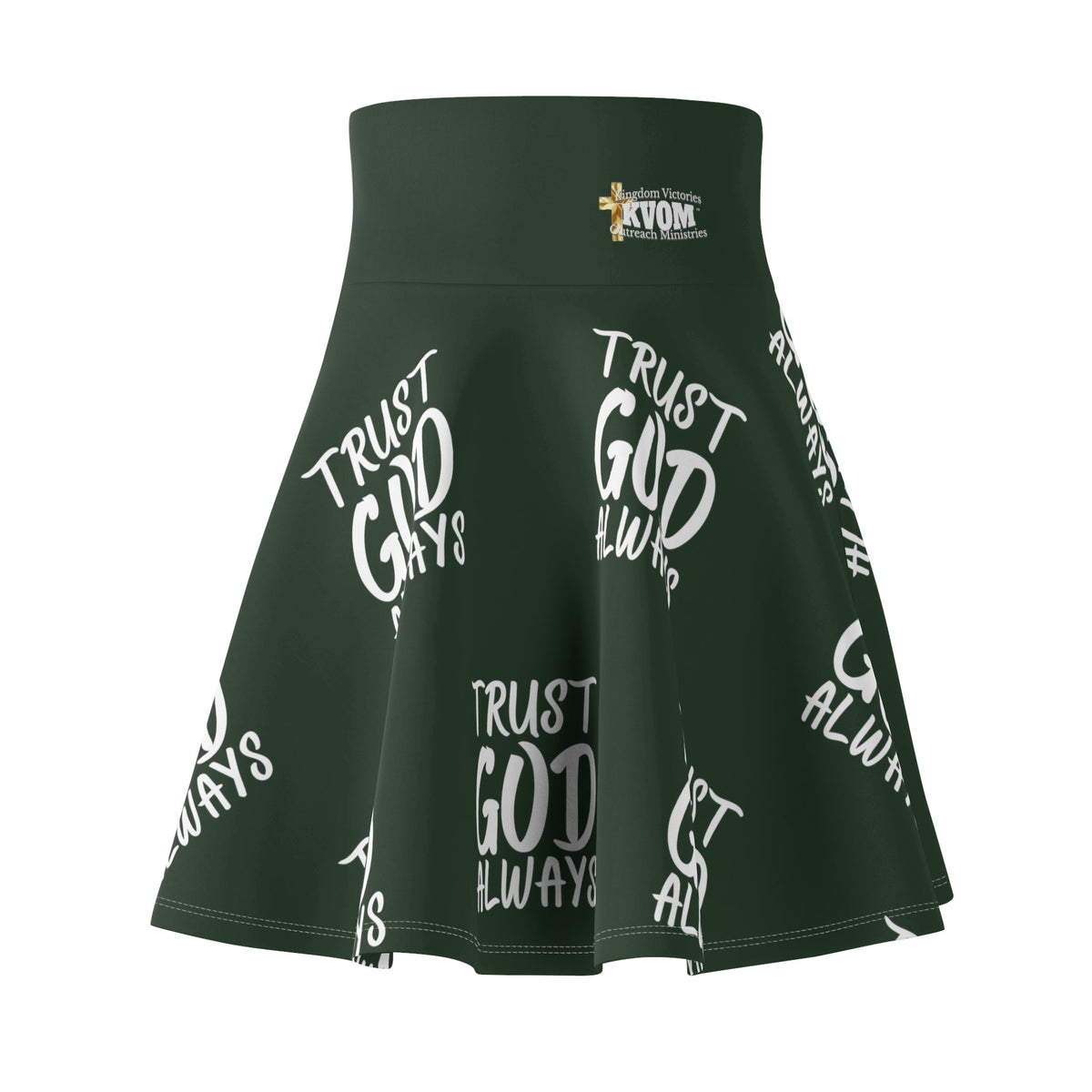 Trust God Always Women's Skater Skirt, Forest Green-KVOM; KVOM Christian Clothing; #1 Christian Clothing Store in the Nation