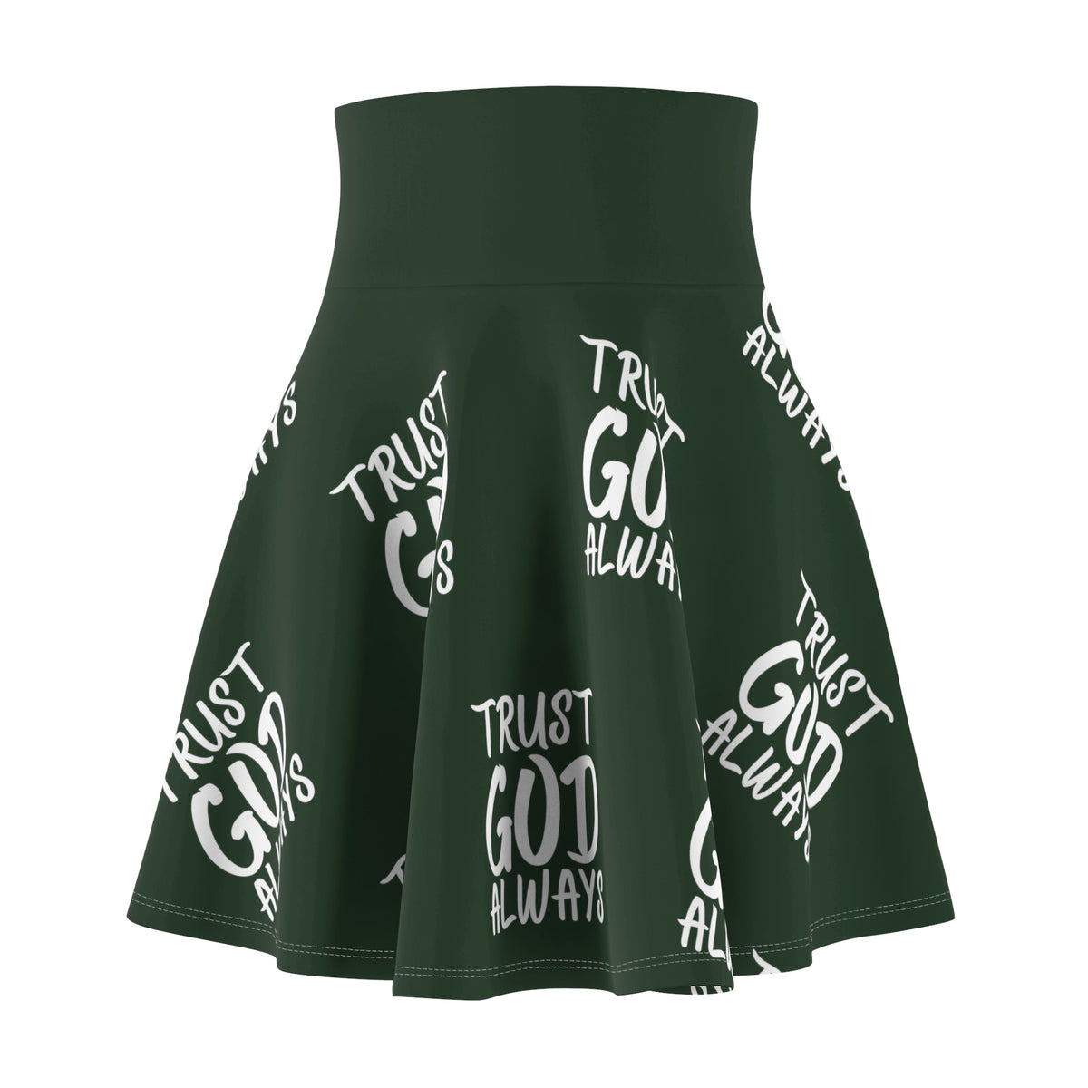 Trust God Always Women's Skater Skirt, Forest Green-KVOM; KVOM Christian Clothing; #1 Christian Clothing Store in the Nation