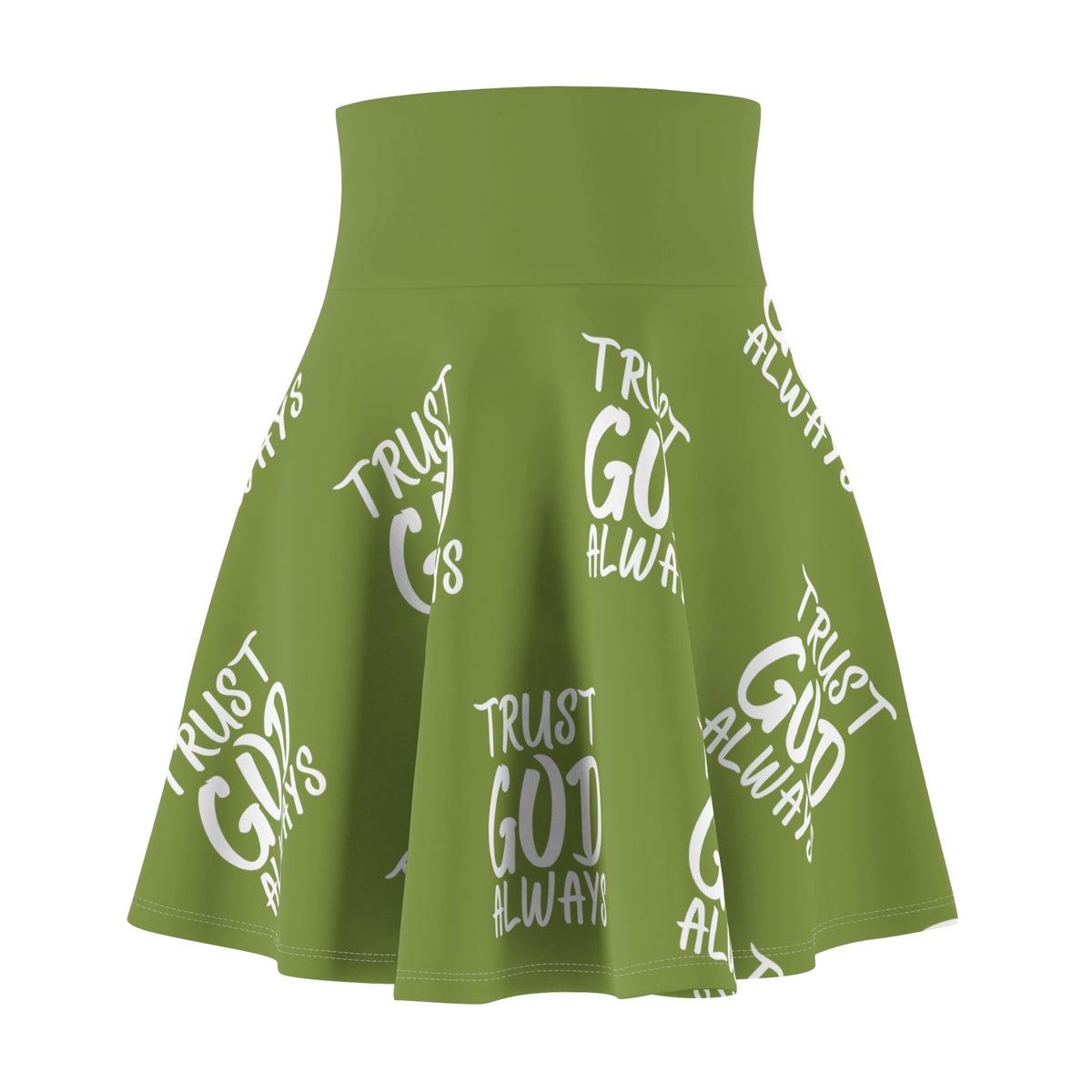 Trust God Always Women's Skater Skirt, Kiwi-KVOM; KVOM Christian Clothing; #1 Christian Clothing Store in the Nation