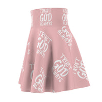 Trust God Always Women's Skater Skirt, Pink-KVOM; KVOM Christian Clothing; #1 Christian Clothing Store in the Nation