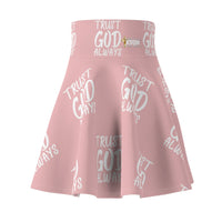 Trust God Always Women's Skater Skirt, Pink-KVOM; KVOM Christian Clothing; #1 Christian Clothing Store in the Nation