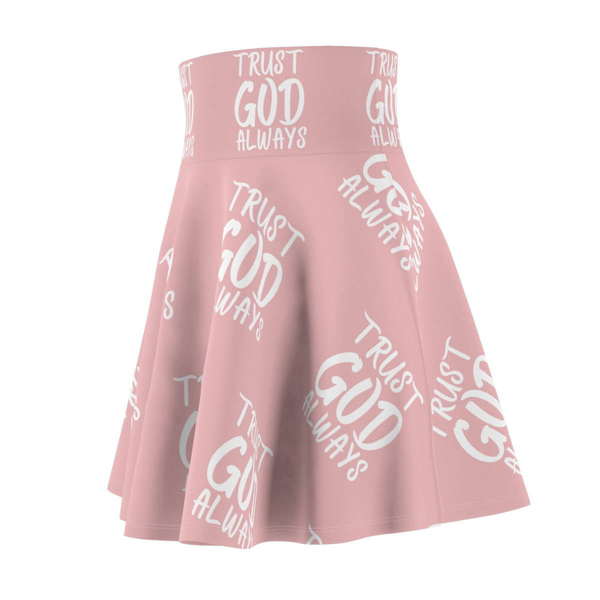 Trust God Always Women's Skater Skirt, Pink-KVOM; KVOM Christian Clothing; #1 Christian Clothing Store in the Nation