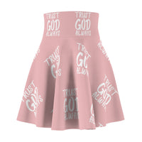 Trust God Always Women's Skater Skirt, Pink-KVOM; KVOM Christian Clothing; #1 Christian Clothing Store in the Nation