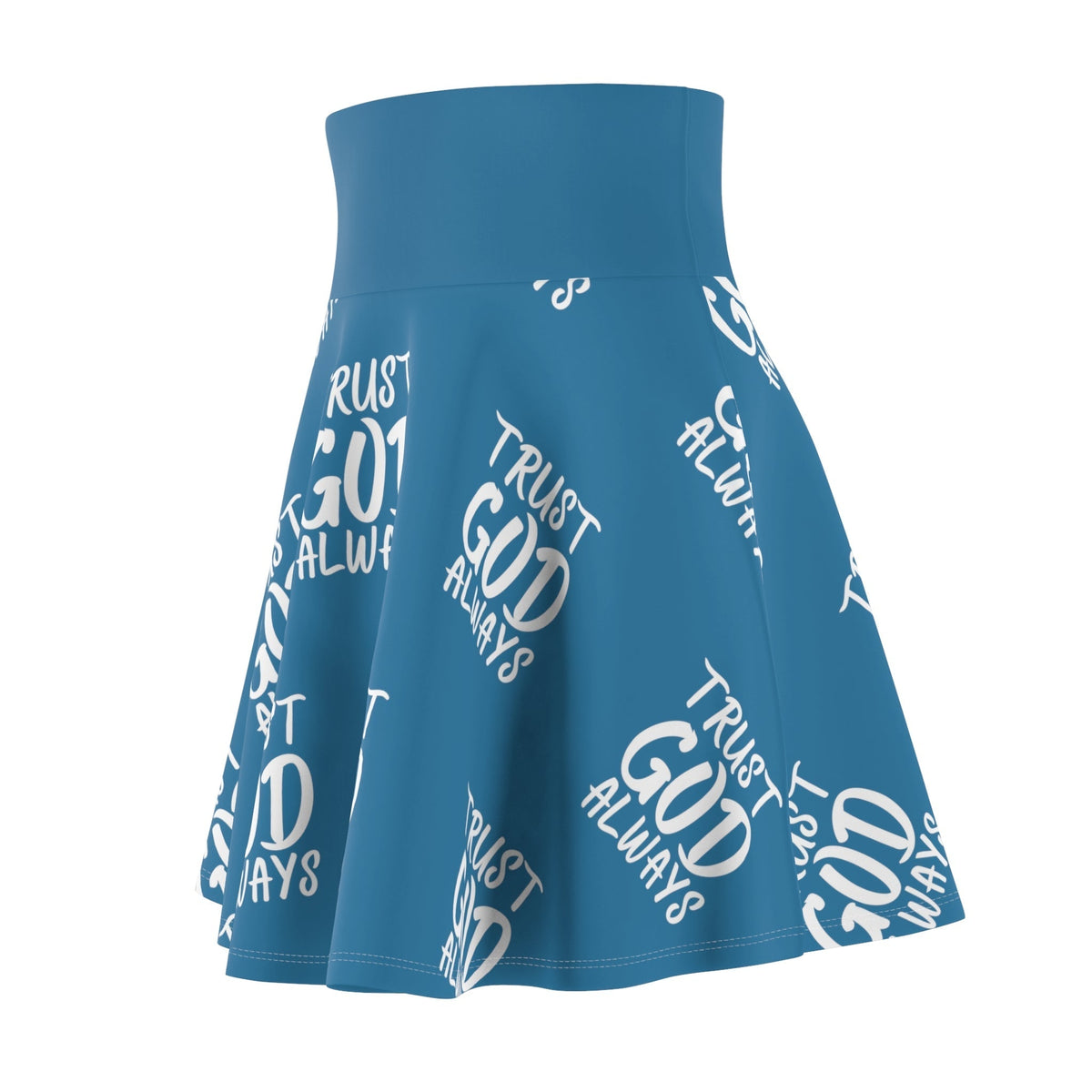 Trust God Always Women's Skater Skirt, Tropical Blue-KVOM; KVOM Christian Clothing; #1 Christian Clothing Store in the Nation