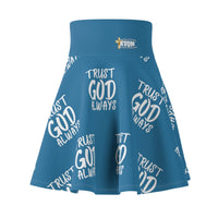 Trust God Always Women's Skater Skirt, Tropical Blue-KVOM; KVOM Christian Clothing; #1 Christian Clothing Store in the Nation