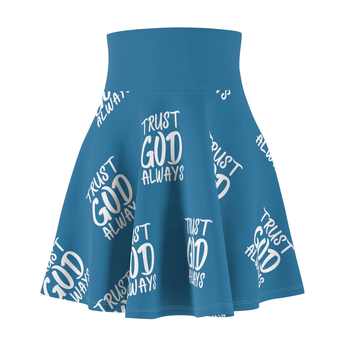 Trust God Always Women's Skater Skirt, Tropical Blue-KVOM; KVOM Christian Clothing; #1 Christian Clothing Store in the Nation