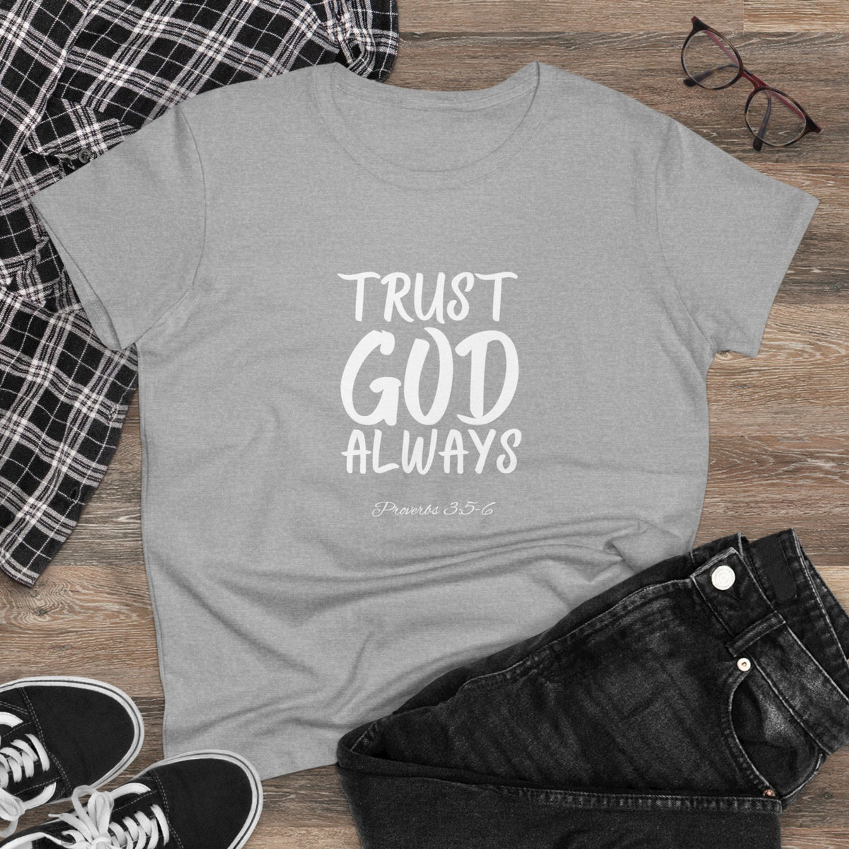 Trust God Always Women's Soft Style Tee-KVOM; KVOM Christian Clothing; #1 Christian Clothing Store in the Nation