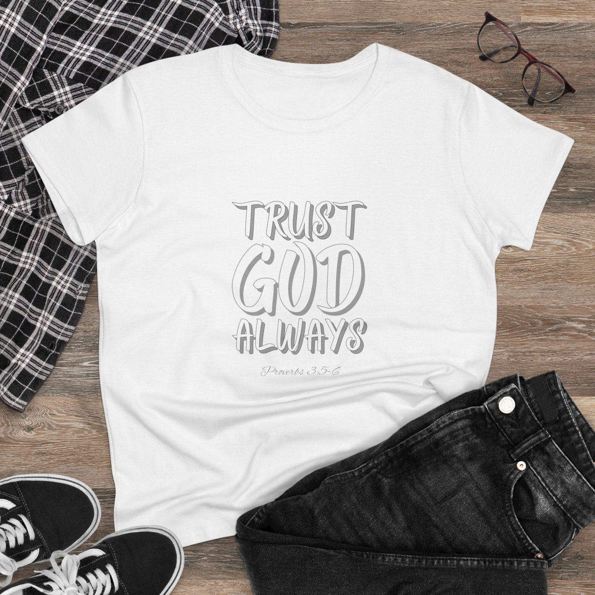 Trust God Always Women's Soft Style Tee-KVOM; KVOM Christian Clothing; #1 Christian Clothing Store in the Nation