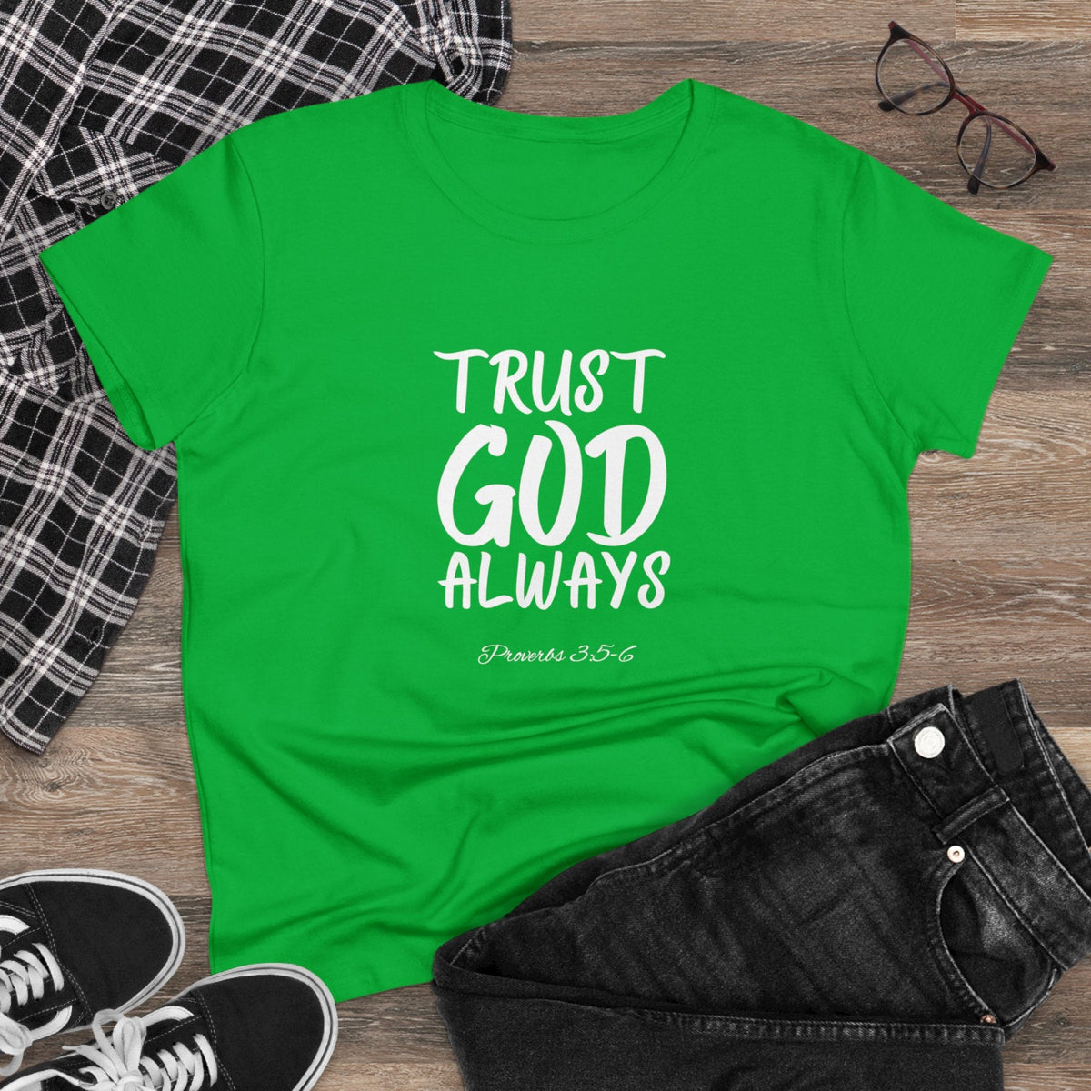 Trust God Always Women's Soft Style Tee-KVOM; KVOM Christian Clothing; #1 Christian Clothing Store in the Nation