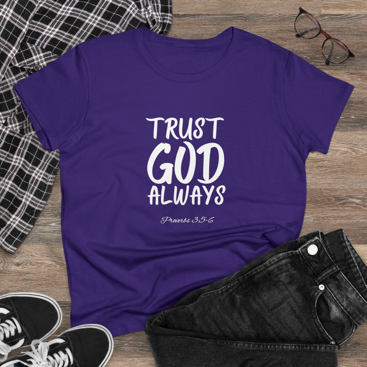 Trust God Always Women's Soft Style Tee-KVOM; KVOM Christian Clothing; #1 Christian Clothing Store in the Nation