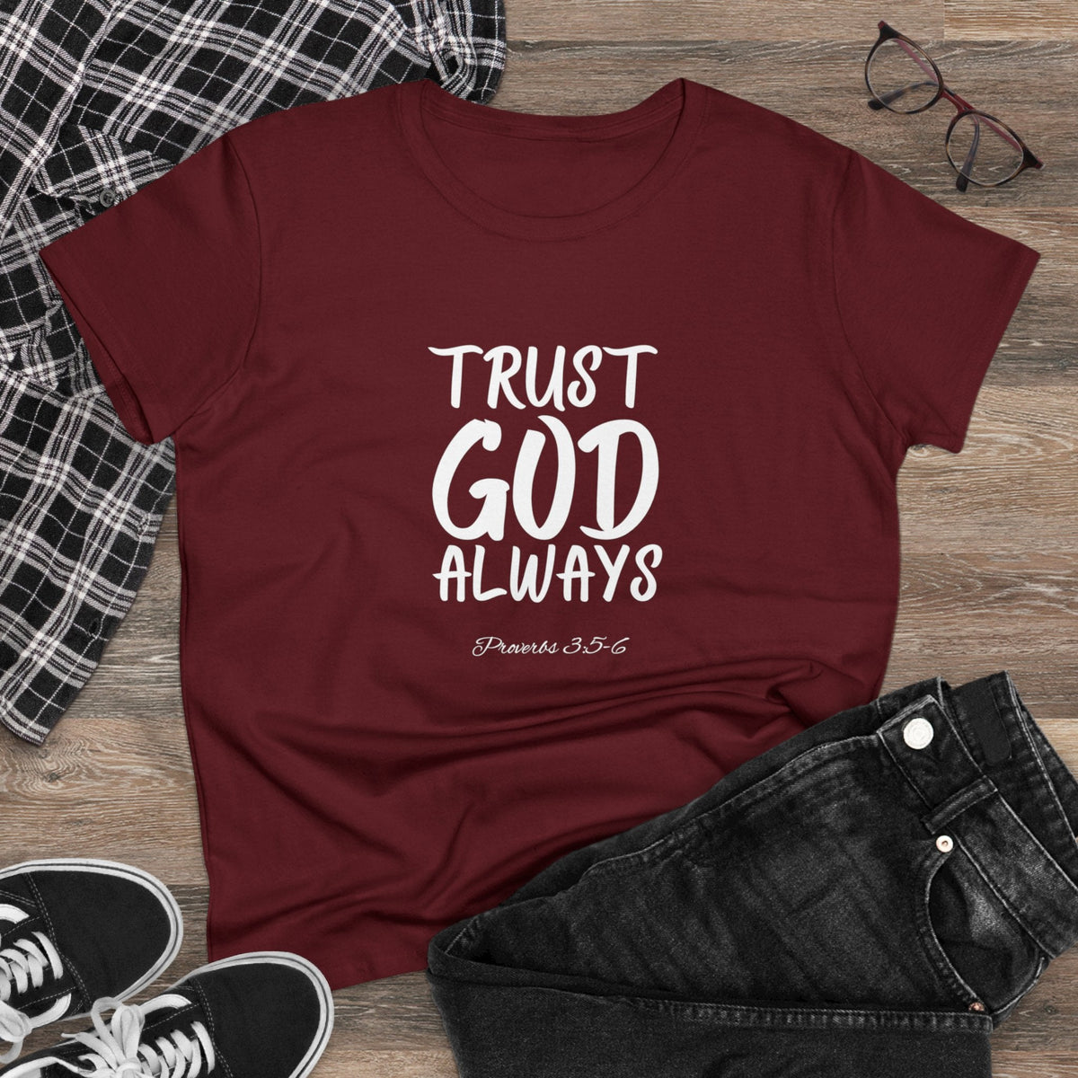 Trust God Always Women's Soft Style Tee-KVOM; KVOM Christian Clothing; #1 Christian Clothing Store in the Nation