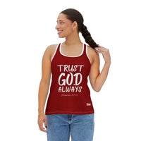 Trust God Always Women's Tank Top, Red-KVOM; KVOM Christian Clothing; #1 Christian Clothing Store in the Nation