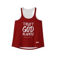 Trust God Always Women's Tank Top, Red-KVOM; KVOM Christian Clothing; #1 Christian Clothing Store in the Nation