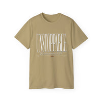 UNSTOPPABLE "Stretched" Unisex T-Shirt, White Print-KVOM