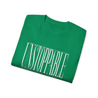 UNSTOPPABLE "Stretched" Unisex T-Shirt, White Print-KVOM