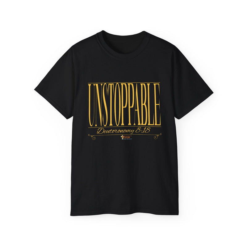 UNSTOPPABLE "Stretched" Unisex T-shirt Black, White, Gold Print-KVOM