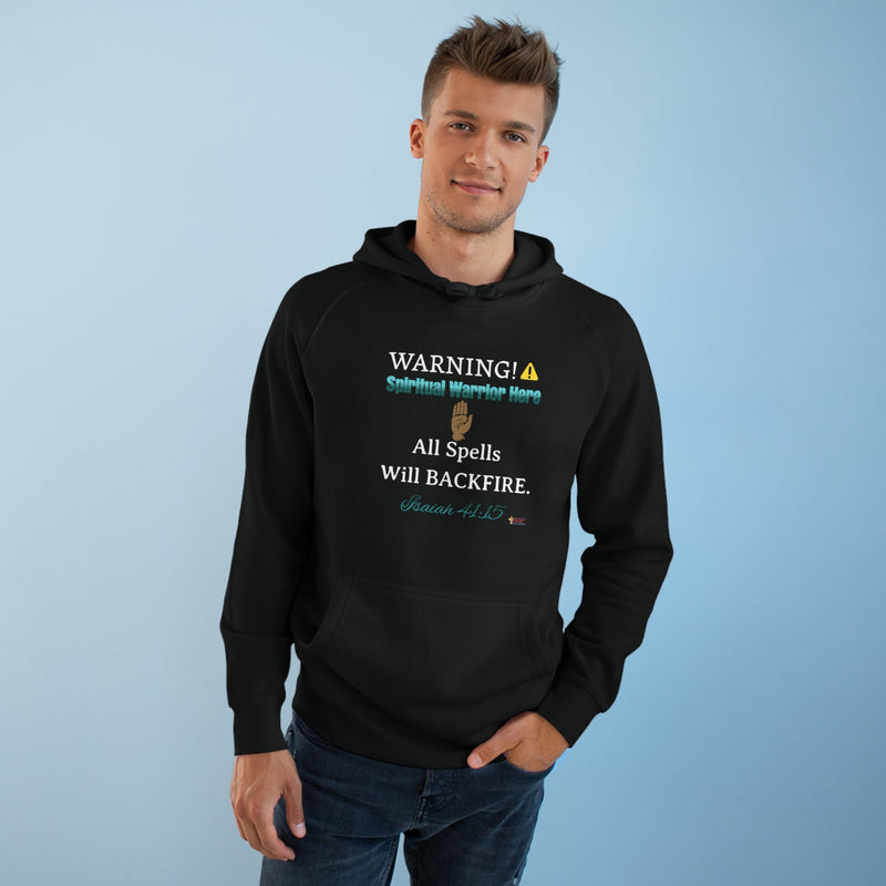 WARNING: Spiritual Warrior Here Unisex Hoodie, Black-KVOM