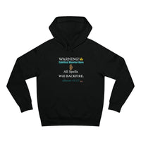 WARNING: Spiritual Warrior Here Unisex Hoodie, Black-KVOM