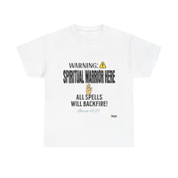 WARNING: Spiritual Warrior Here Unisex T-Shirt, Black Print-KVOM