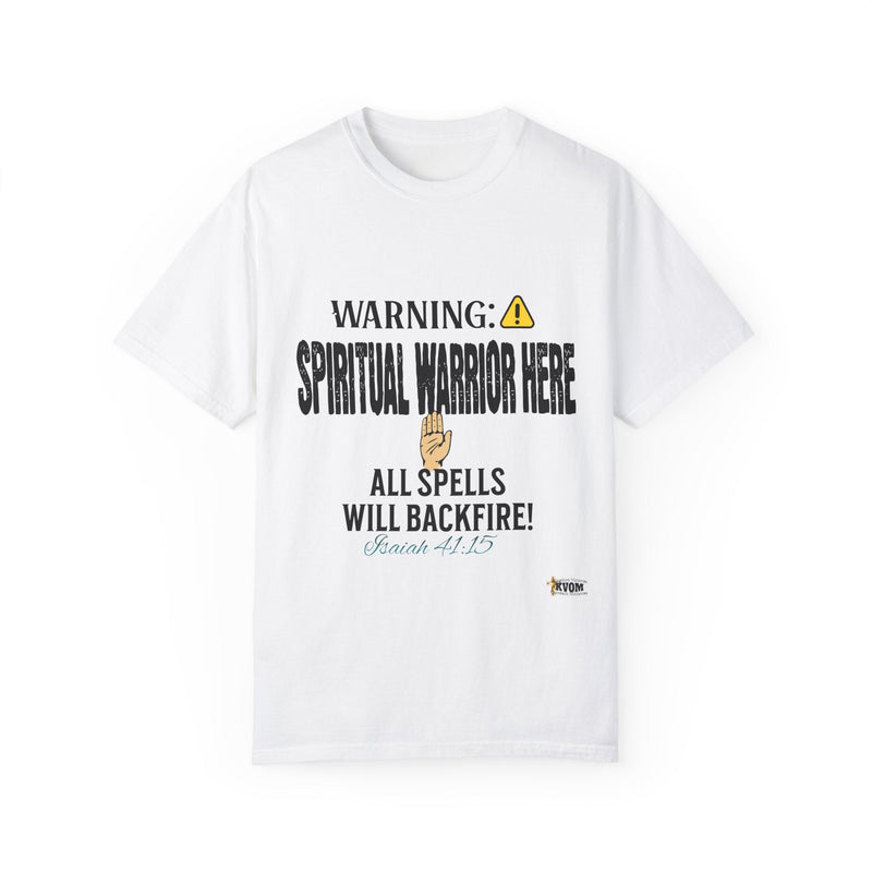 WARNING: Spiritual Warrior Here Unisex T-shirt, Black Print-KVOM