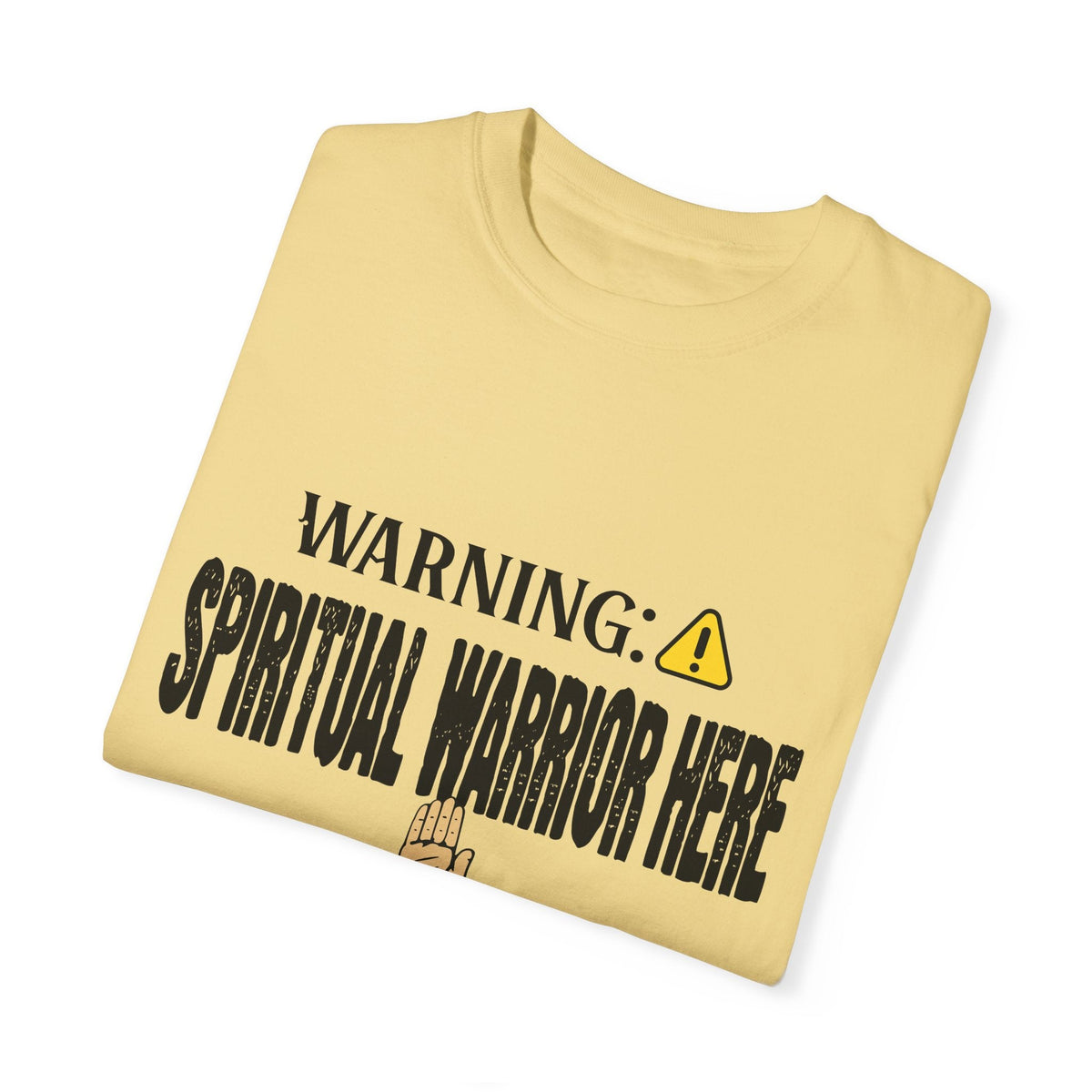 WARNING: Spiritual Warrior Here Unisex T-shirt, Black Print-KVOM