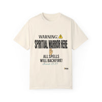 WARNING: Spiritual Warrior Here Unisex T-shirt, Black Print-KVOM