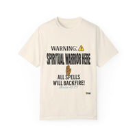 WARNING: Spiritual Warrior Here Unisex T-shirt, Black Print-KVOM